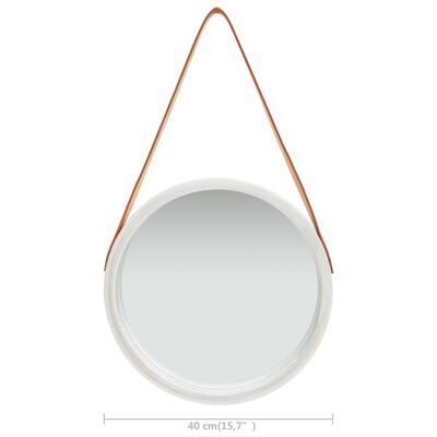 vidaXL Sieninis veidrodis su dirželiu, sidabrinės spalvos, 40cm