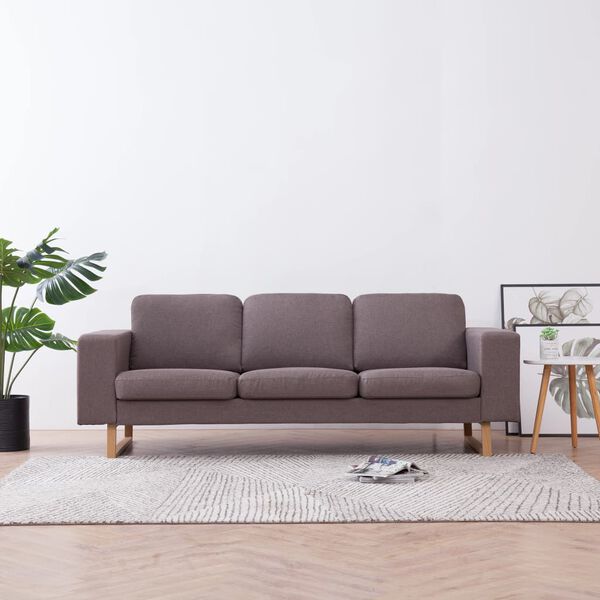 vidaXL Trivietė sofa, taupe spalvos, audinys