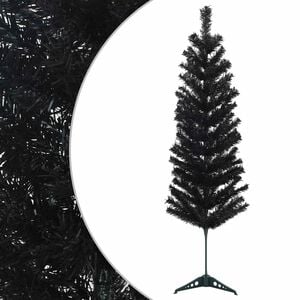 vidaXL Dirbtinis lieknas Kalėdų medis 120 cm PVC ir Plienas Juoda