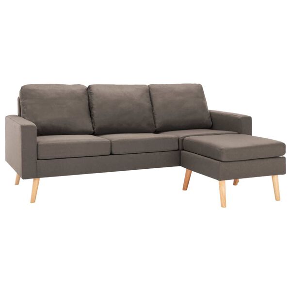vidaXL Trivietė sofa su pakoja, taupe spalvos, audinys