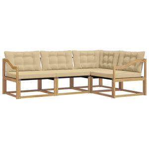 vidaXL Lauko sofos komplektas su pagalve 4 pcs Balta ir kreminė