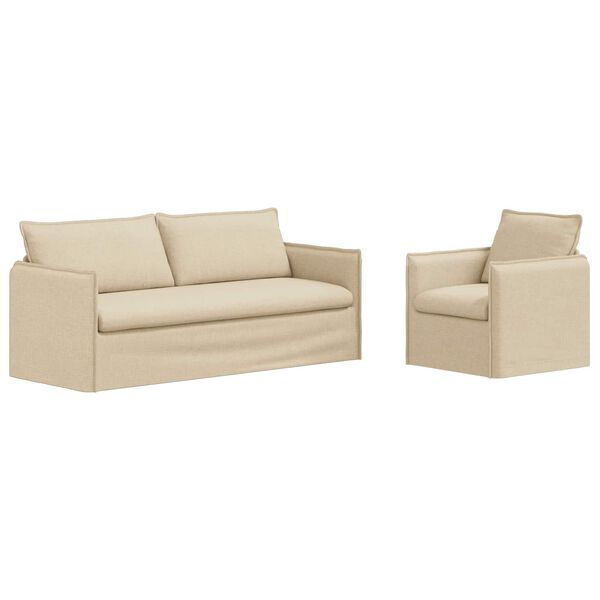 vidaXL Sofa 2 pcs Kreminė 196 x 82 x 85 cm audinys