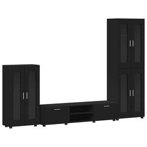 vidaXL TV spintelių komplektas FLORIN 3 pcs Juoda Apdirbta mediena