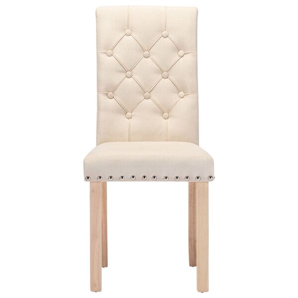 vidaXL Valgomojo kėdės, 2vnt., kreminės spalvos, audinys