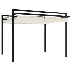 vidaXL Sodo pavėsinė su i&scaron;traukiamu stogu, kreminės, 3x3m, aliuminis