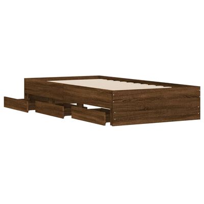 vidaXL Lovos rėmas su stalčiais, rudas ąžuolo, 75x190cm, mediena