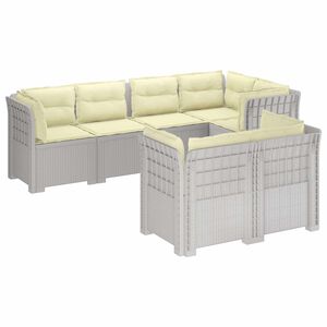 vidaXL 7-Vietis Sodo Sofa su Pagalvėlėmis Ratanas PP Balta