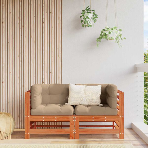 vidaXL Sodo kampinis sofų Tvirtas pu&scaron;ies medis Va&scaron;ko Ruda