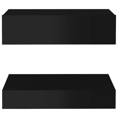 vidaXL Naktinės spintelės, 2vnt., blizgi juoda, 60x35cm, MDP