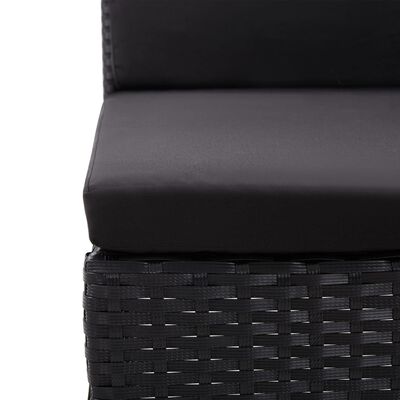 vidaXL Sodo komplektas su pagalvėlėmis, 3 dalių, juodas, ratanas
