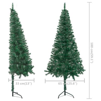 vidaXL Dirbtinė kampinė apšviesta Kalėdų eglutė, žalia, 180cm, PVC