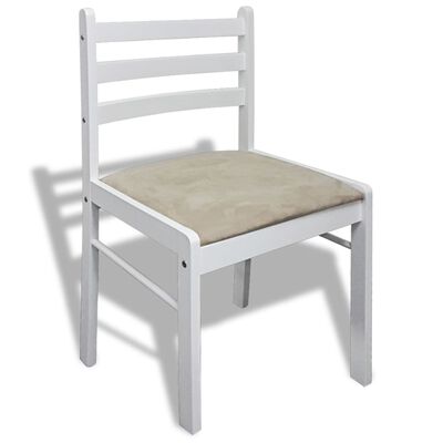 vidaXL Valgomojo kėdės, 6 vnt., baltos, medienos masyvas ir aksomas