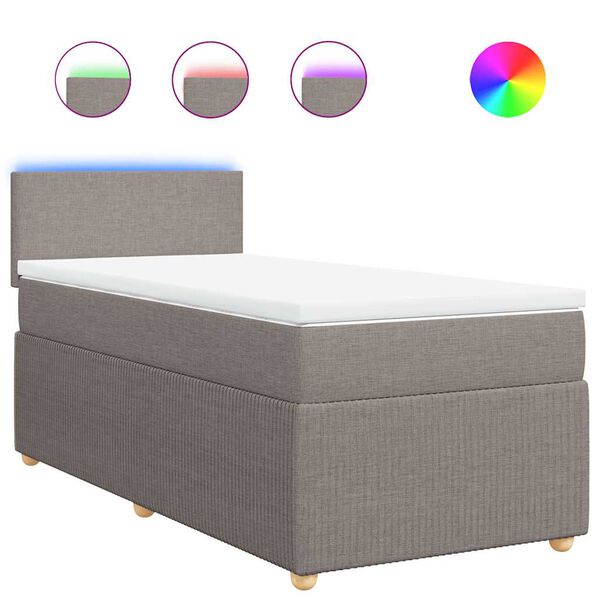 vidaXL Lova su spyruoklėmis ir čiužiniu, taupe, 90x200 cm, audinys