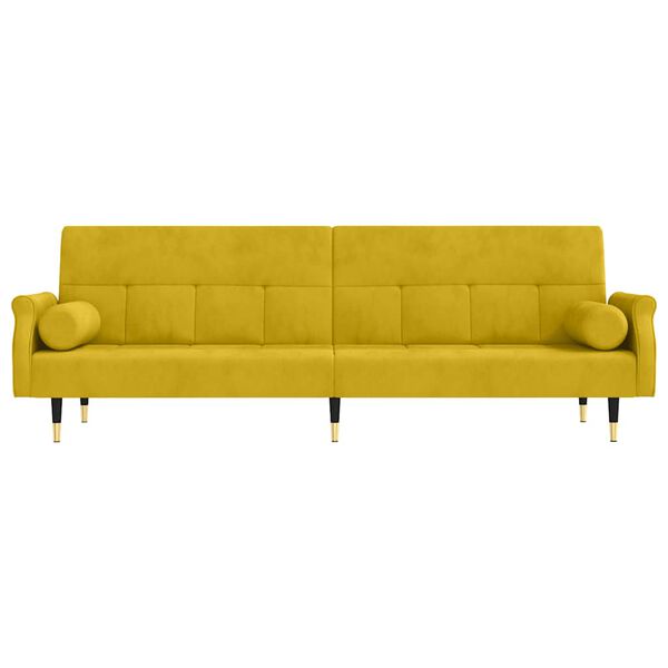 vidaXL Sofa-lova su pagalvėlėmis, geltonos spalvos, aksomas
