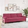 vidaXL Trivietė sofa su pagalvėlėmis, raudonojo vyno, 210cm, aksomas
