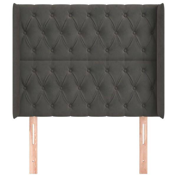 vidaXL Galvūgalis su auselėmis,tamsiai pilkos,103x16x118/128cm,aksomas