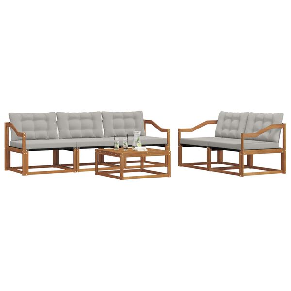 vidaXL Lauko sofos komplektas 6 pcs Natūrali ir &scaron;viesiai pilka