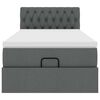 vidaXL Osmanų lova su čiužiniu ir LED, tamsiai pilkas 90x200cm audinys