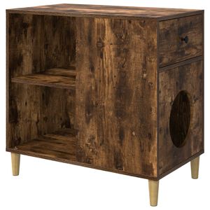 vidaXL Katės namelis Dūminio ąžuolo 72 x 42,5 x 70 cm Apdirbta mediena
