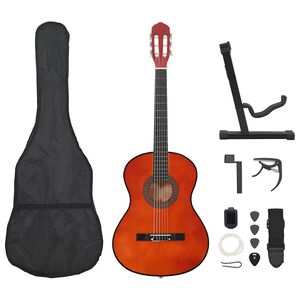 vidaXL Klasikinės gitaros rinkinys pradedantiesiems, 12 dalių, 4/4 39"
