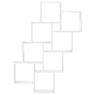 vidaXL Sieninė lentyna, baltos spalvos, 90x15x119cm, MDP, kubo formos