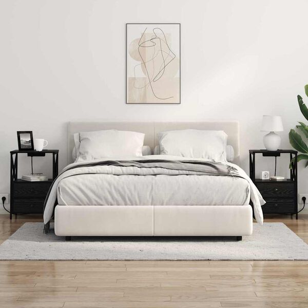 vidaXL &Scaron;alia lovos spintelė su stalčių Juodas ąžuolas 40 x 31 x 60 cm