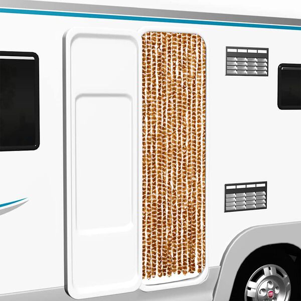 vidaXL Užuolaida nuo musių, geltonai ruda ir balta, 56x200cm, šenilis