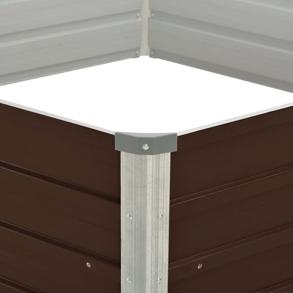 vidaXL Pakeltas sodo lovelis, rudas, 129x129x45cm, galvan. plienas