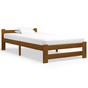 vidaXL Lovos rėmas, medaus rudas, 90x200cm, pu&scaron;ies medienos masyvas