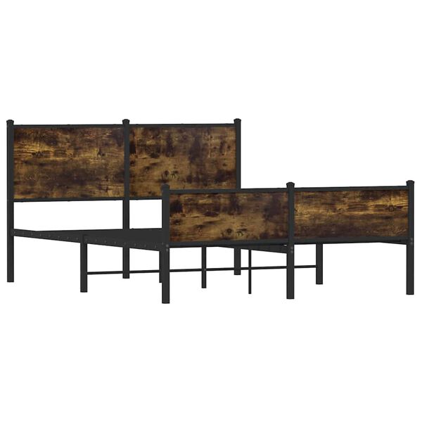 vidaXL Lovos rėmas be čiužinio, dūminio ąžuolo, 137x190 cm, metalas