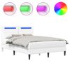 vidaXL Lovos rėmas su LED juostelėmis Balta 140 x 200 cm Dirbtinė oda