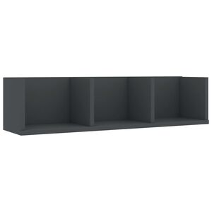 vidaXL Sieninė CD lentyna, pilka, 75x18x18cm, apdirbta mediena