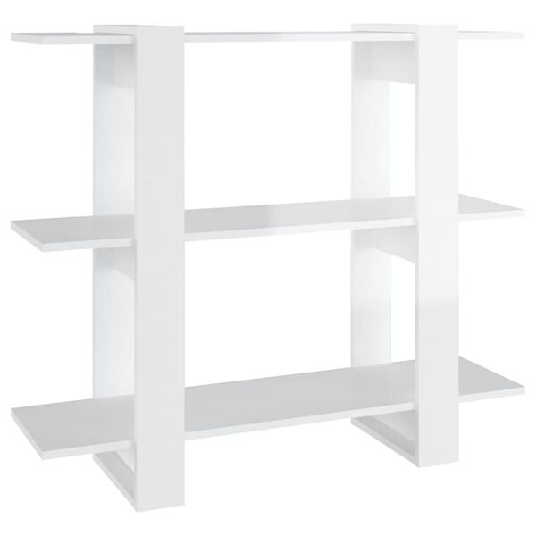 vidaXL Spintelė knygoms/kambario pertvara, balta, 100x30x87cm, blizgi