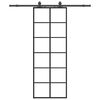 vidaXL Stumdomos durys su įrangos rinkiniu, juodas, 76x205 cm, ESG ir