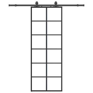 vidaXL Stumdomos durys su įrangos rinkiniu, juodas, 76x205 cm, ESG ir