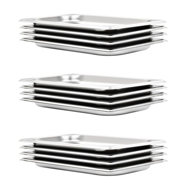 vidaXL Gastronorm indai, 12 vnt., nerūdijantis plienas