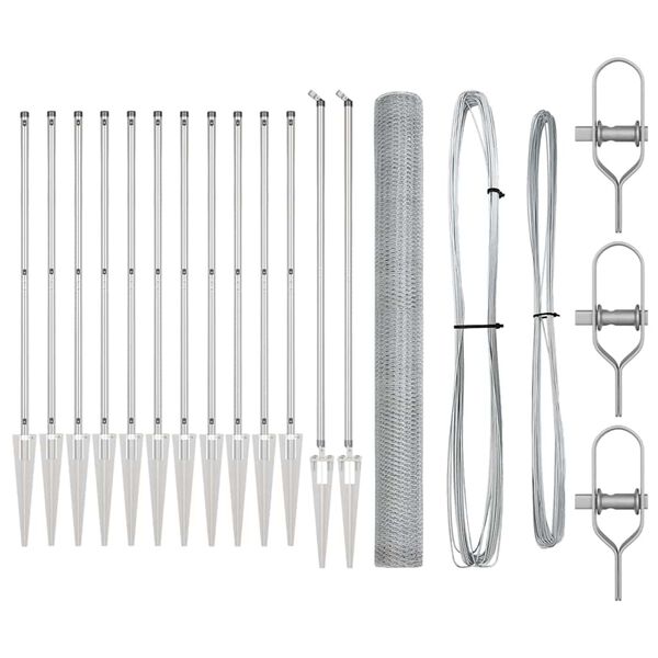 vidaXL Tvorelės stulpas Sidabro 25 x 1,6 m (25 mm tinklas) Plienas