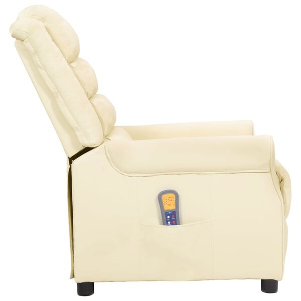 vidaXL Masažinis krėslas, kreminės spalvos, dirbtinė oda