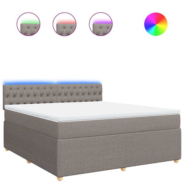 vidaXL Lova su spyruoklėmis ir čiužiniu, taupe, 180x200 cm, audinys