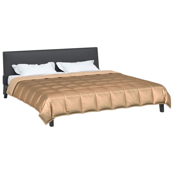 vidaXL Vasaros antklodė Auksinė 200 x 200 cm Satin ir mikropluo&scaron;tas