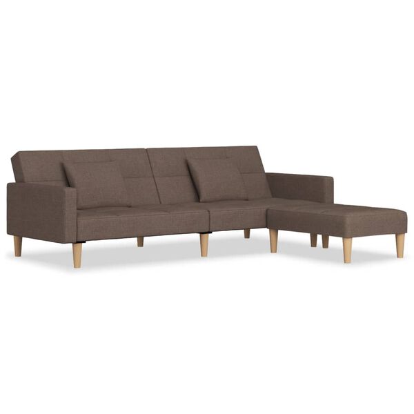 vidaXL Dvivietė sofa-lova su pagalvėmis ir pakoja, taupe, audinys