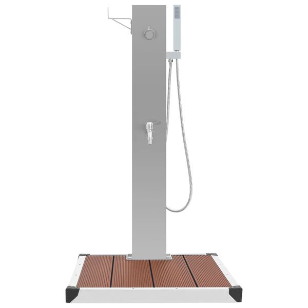 vidaXL Lauko dušas su padėklu, WPC ir nerūdijantis plienas