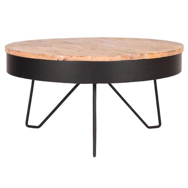 LABEL51 Kavos staliukas Saran, medienos/juodos spalvos, 80x80x43cm