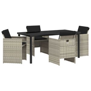 vidaXL Sodo valgomojo komplektas 5 pcs &Scaron;viesiai pilka poliratanas