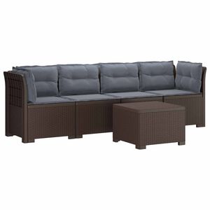 vidaXL 4 vietų sodo sofa su pagalvėmis pintinės i&scaron;vaizdos PP Ruda