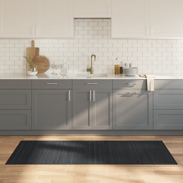 vidaXL Kilimas, pilkos spalvos, 80x200cm, bambukas, stačiakampis