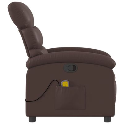 vidaXL Atlošiamas masažinis krėslas, rudos spalvos, dirbtinė oda