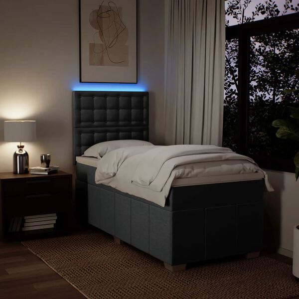 vidaXL Lova su spyruoklėmis ir čiužiniu, tamsiai pilka, 80x200 cm