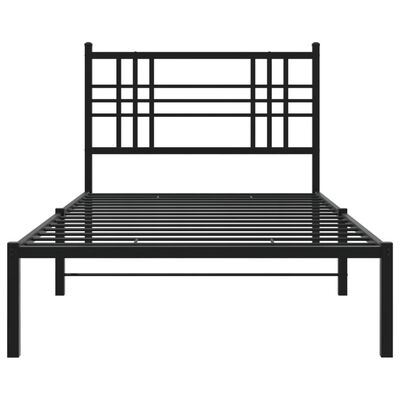 vidaXL Metalinis lovos rėmas su galvūgaliu, juodos spalvos, 107x203cm