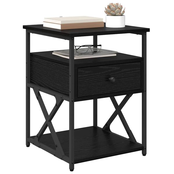 vidaXL &Scaron;alia lovos spintelė su stalčių Juodas ąžuolas 40 x 42 x 55 cm